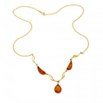 9ct Gold Amber Necklace